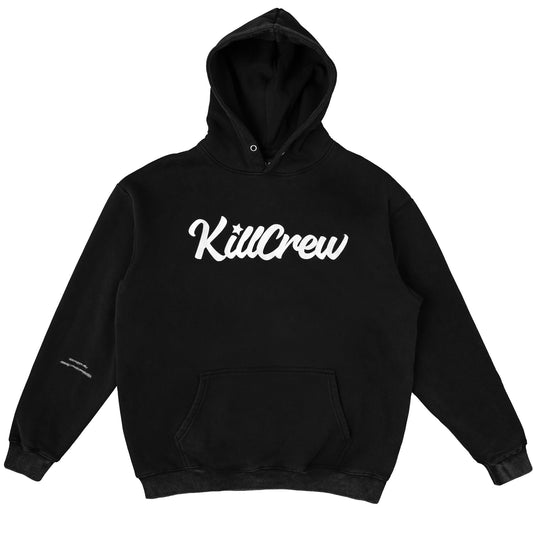 OVERSIZED LUX "SCRIPT" HOODIE - BLACK / WHITE