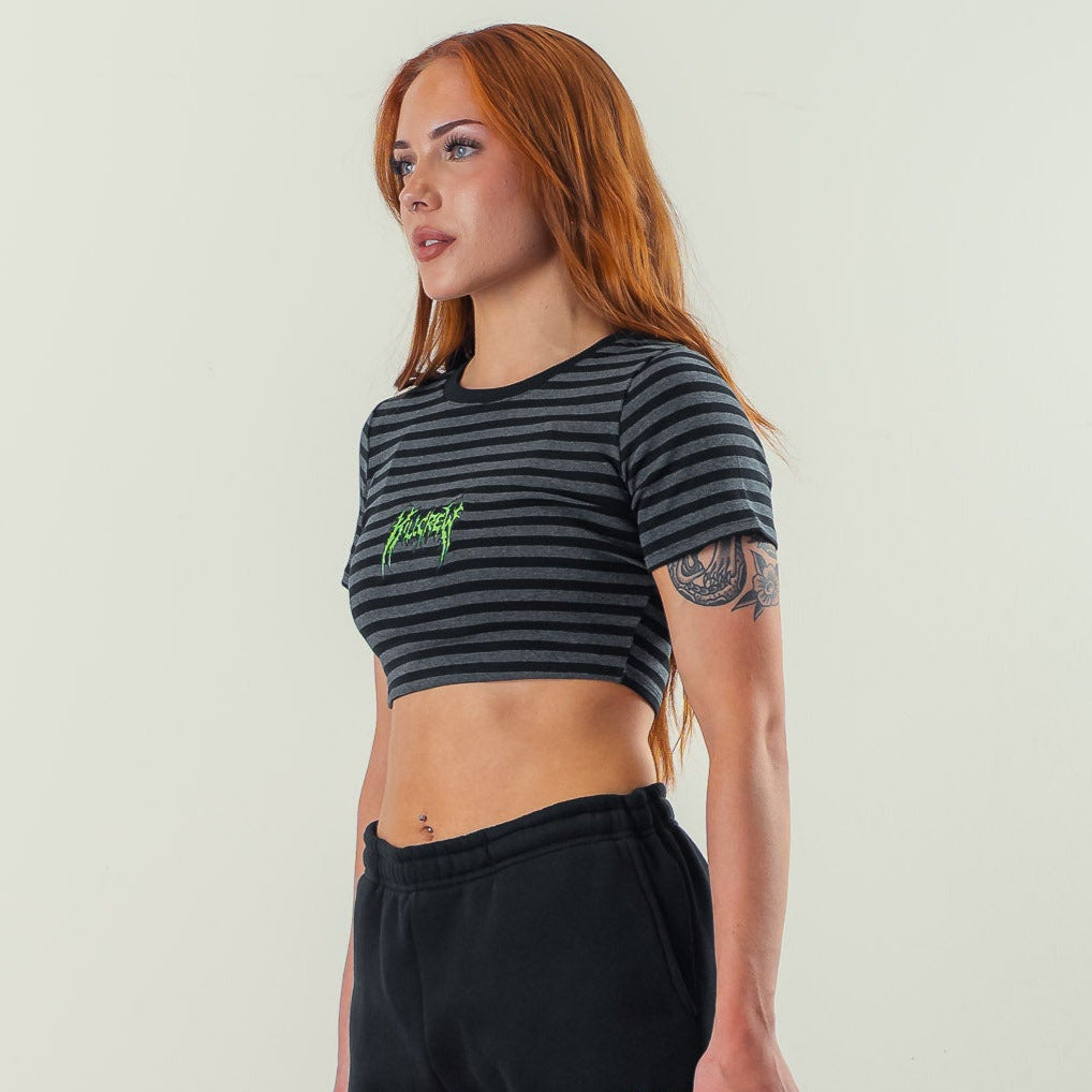 STRIPED BABY TEE - BLACK / GREY