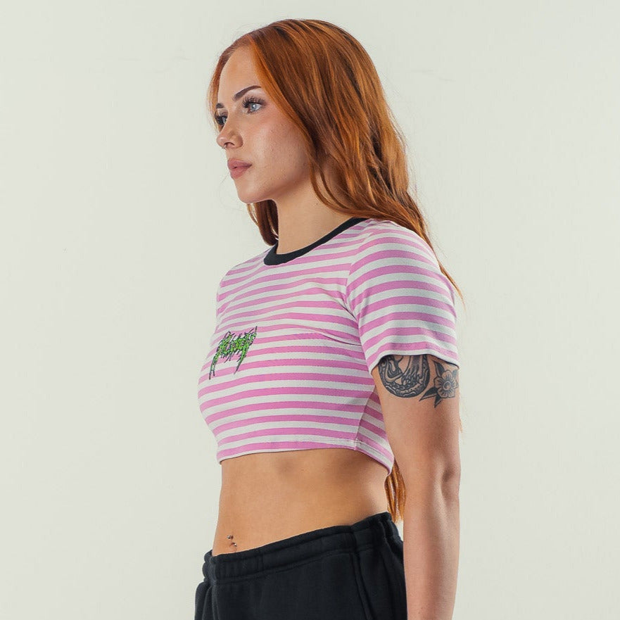 STRIPED BABY TEE - PINK / WHITE