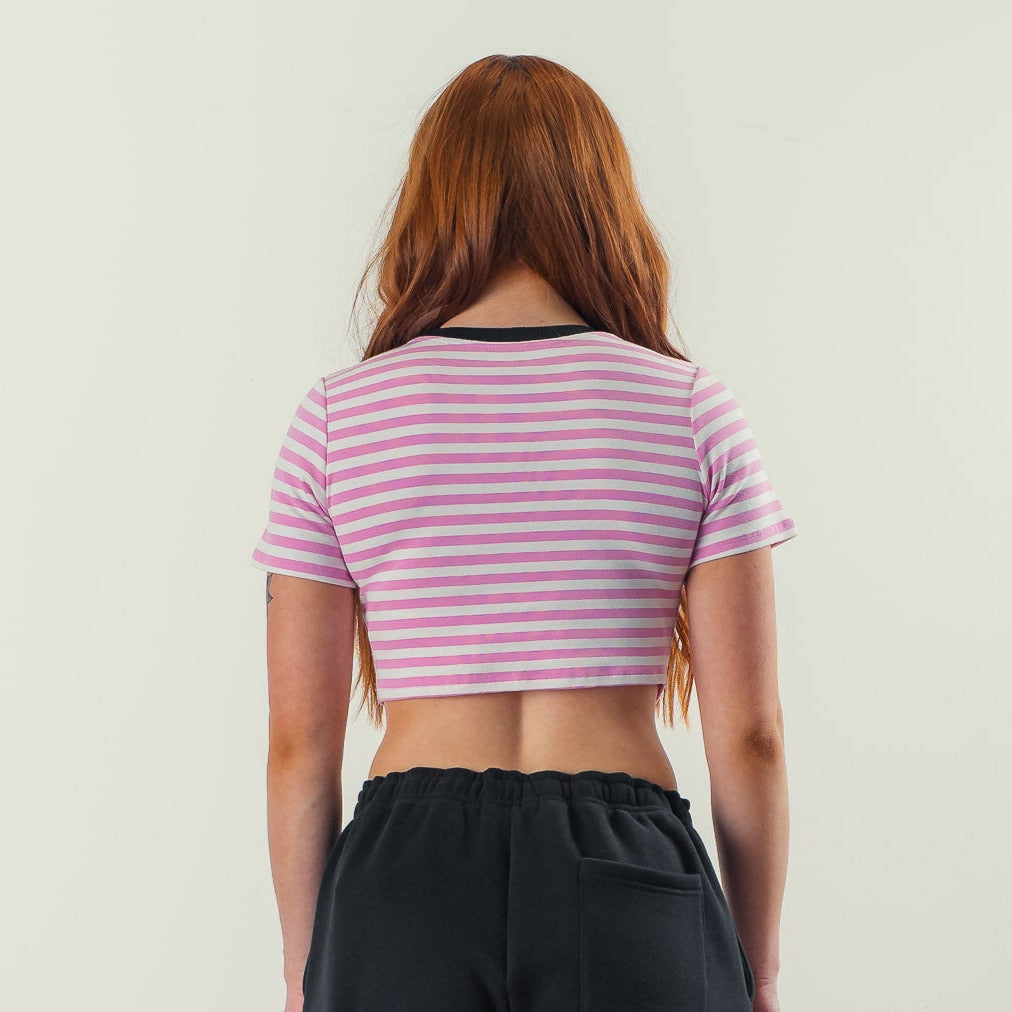 STRIPED BABY TEE - PINK / WHITE