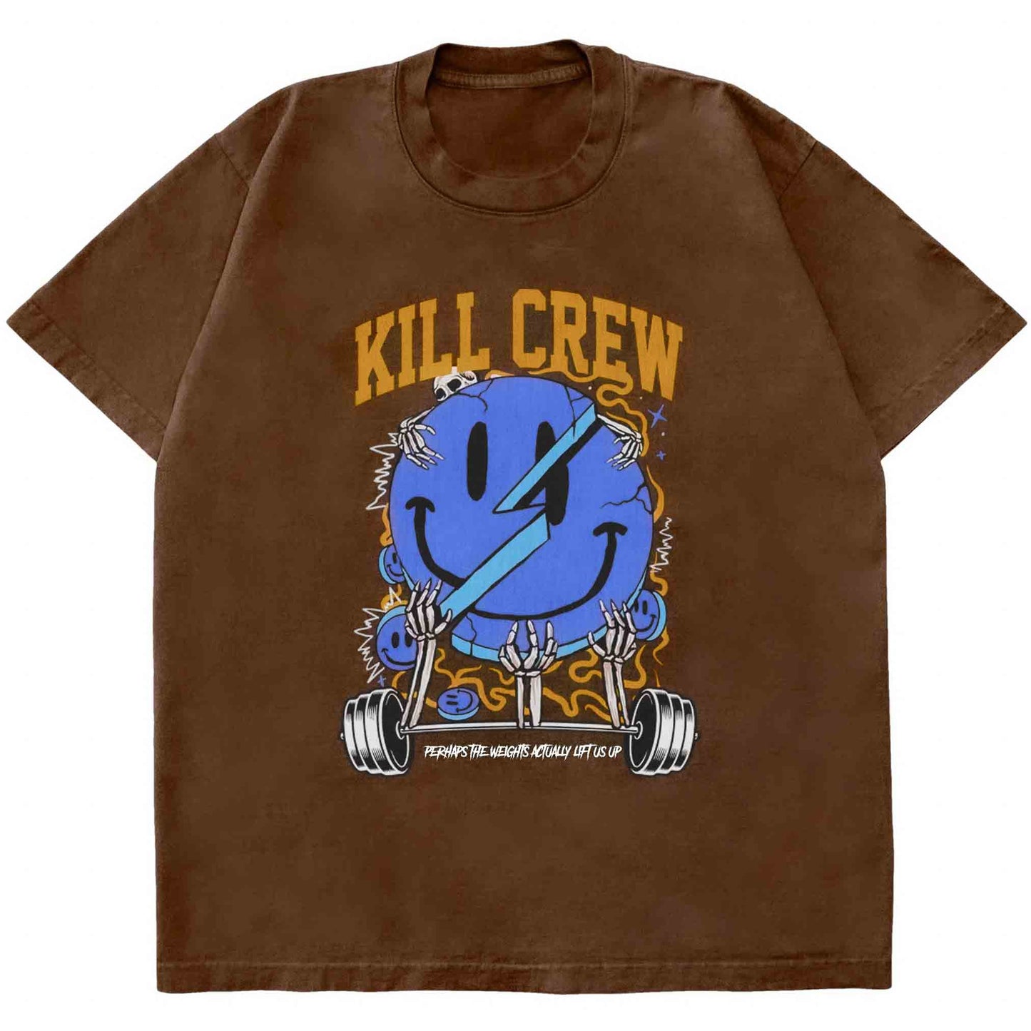 OVERSIZED "WEIGHTS LIFT US UP" T-SHIRT - BROWN