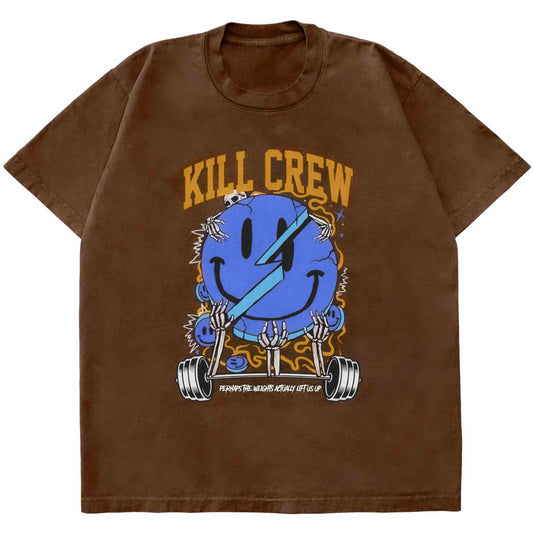 OVERSIZED "WEIGHTS LIFT US UP" T-SHIRT - BROWN