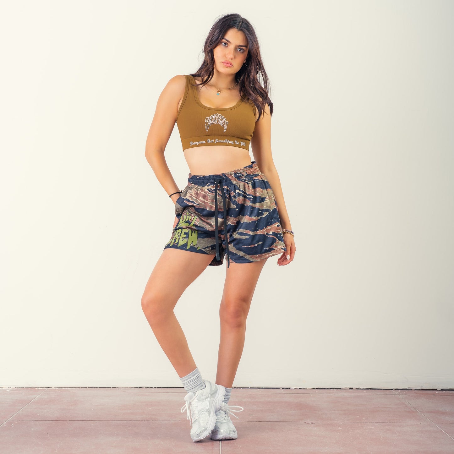 KILL CREW RIBBED SPORTS BRA - BROWN