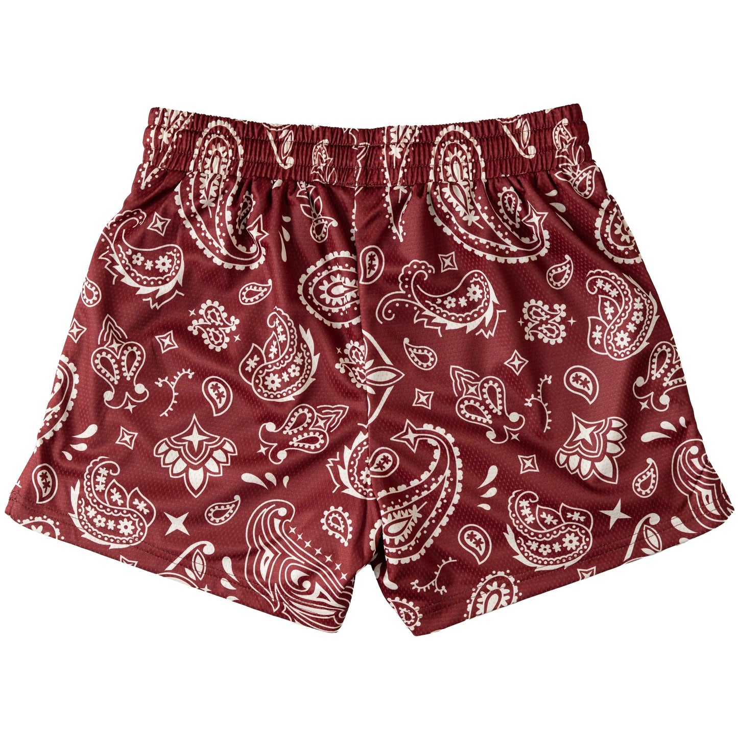 MUAY THAI SHORTS (MID THIGH CUT) BANDANA - RED / CREAM