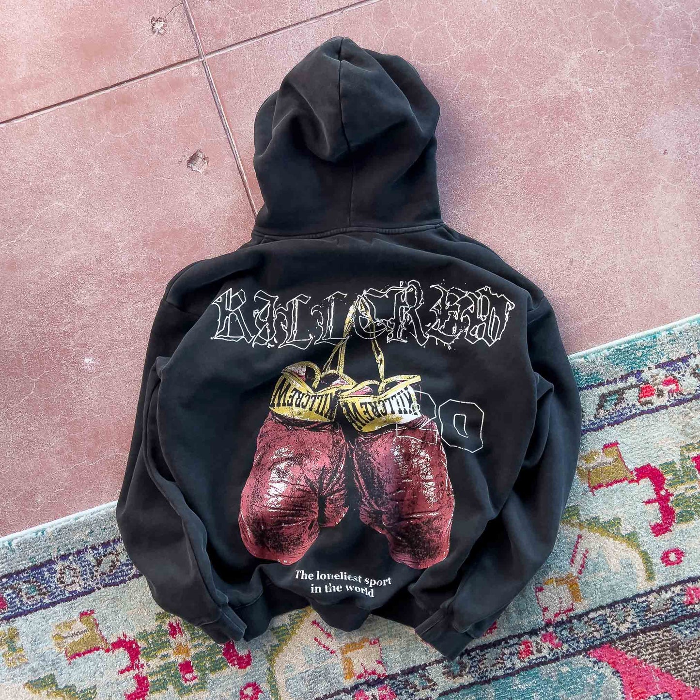 OVERSIZED LUX "VINTAGE BOXING" HOODIE - BLACK