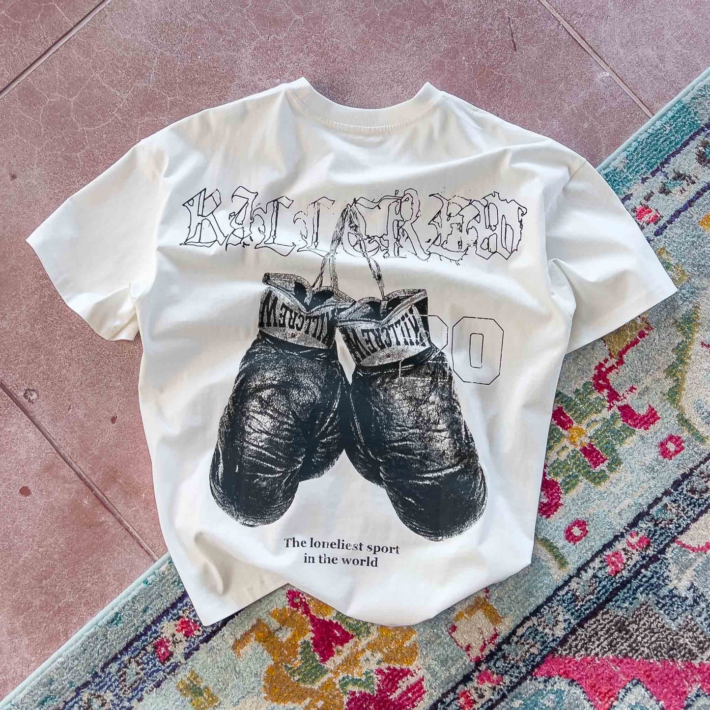 RELAXED FIT LUX "VINTAGE BOXING" T-SHIRT - WHITE