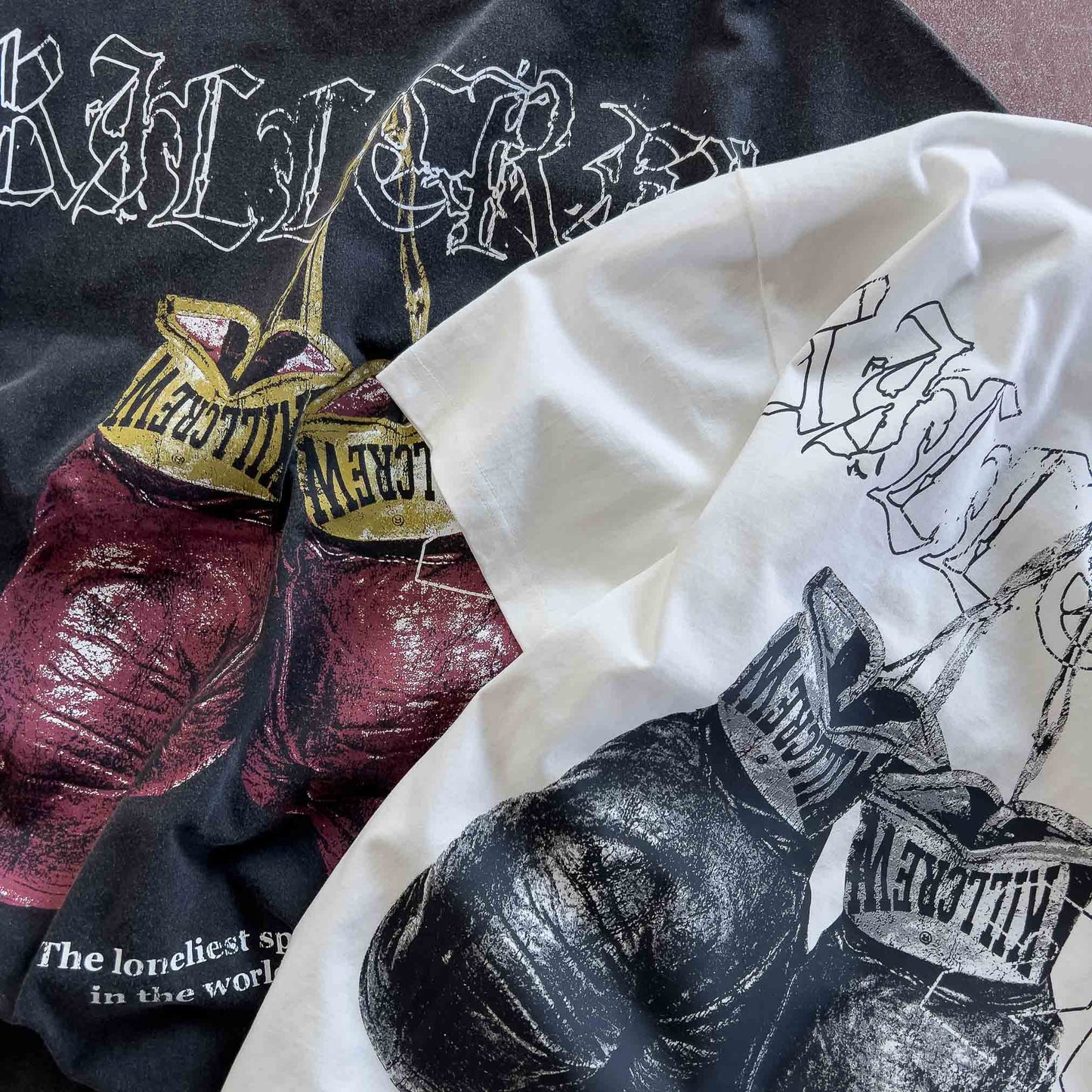 RELAXED FIT LUX "VINTAGE BOXING" T-SHIRT - BLACK