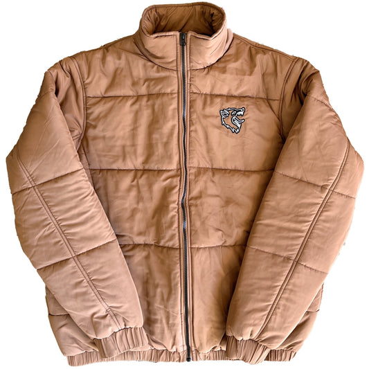 WOLF PUFFER JACKET - BROWN / WHITE