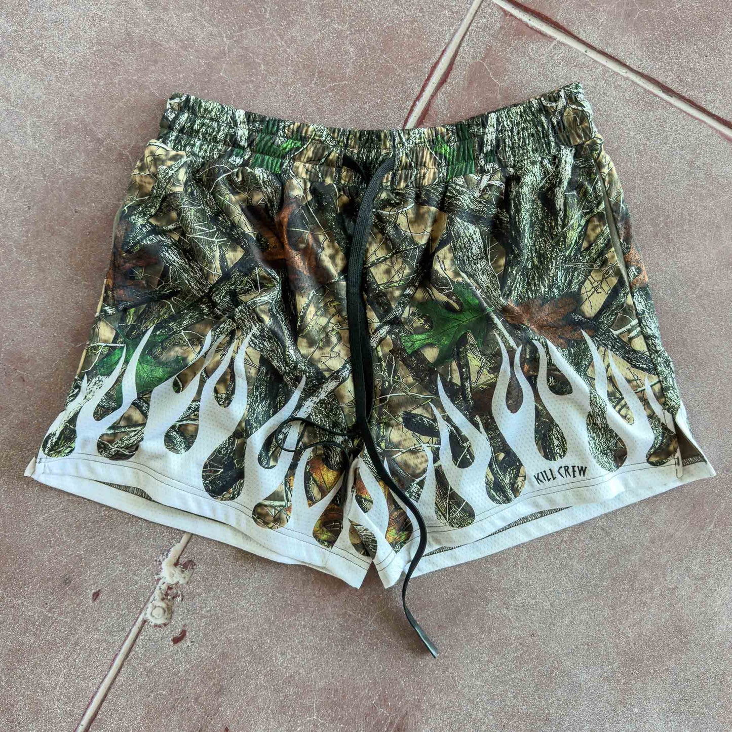 MUAY THAI SHORTS (MID THIGH CUT) WILDFIRE - WHITE