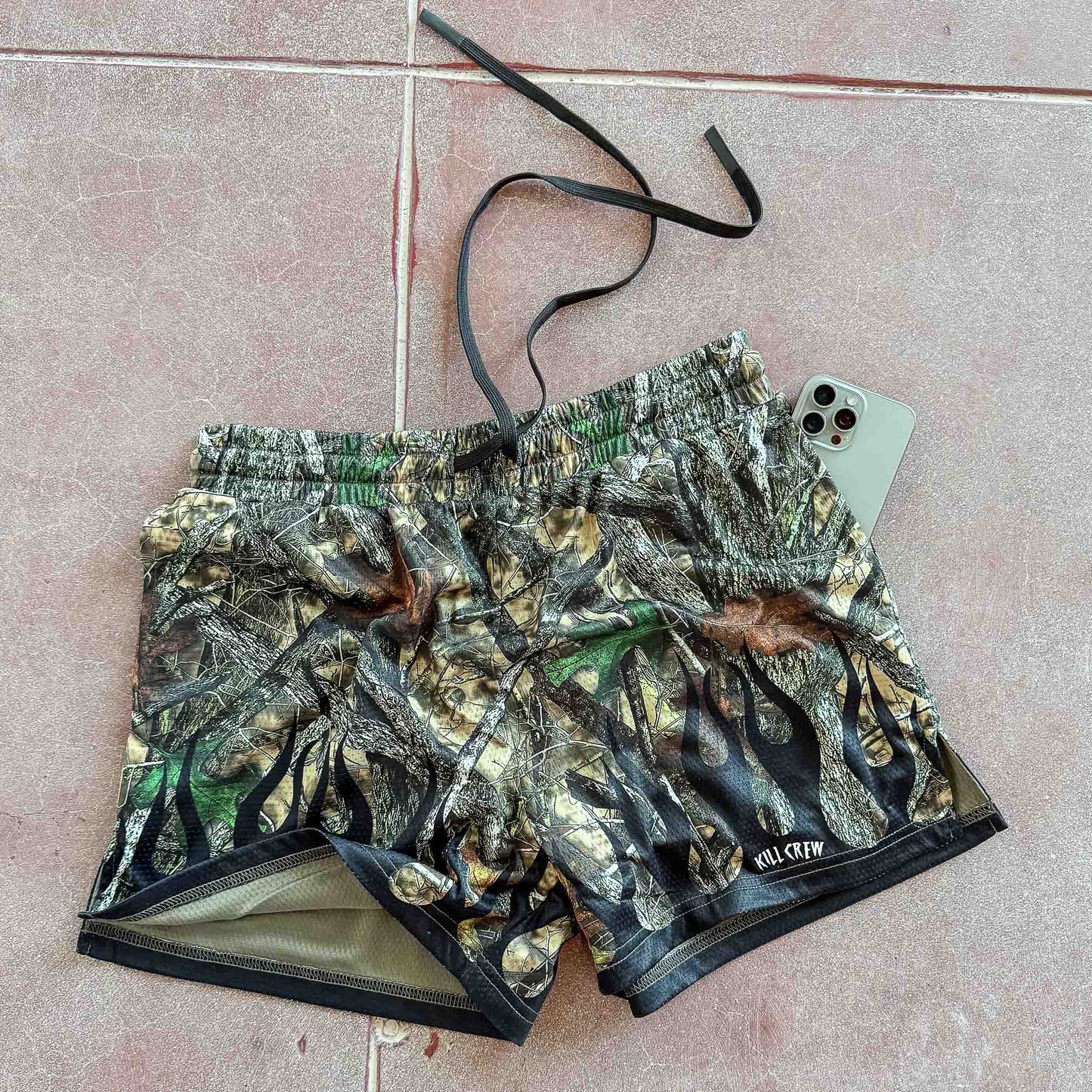 MUAY THAI SHORTS (MID THIGH CUT) WILDFIRE - BLACK