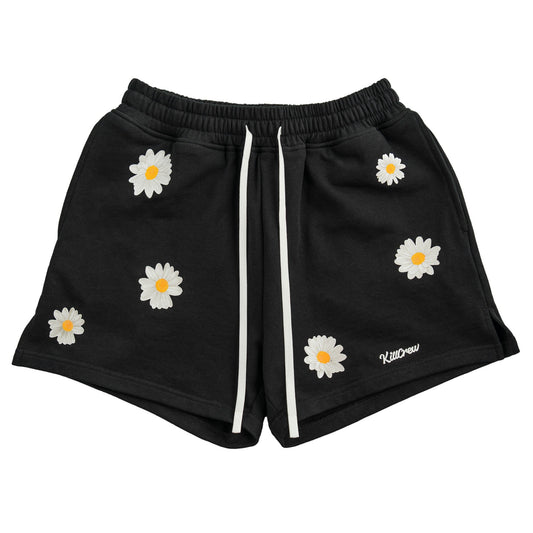 COTTON SHORTS (MID THIGH CUT) DAISY - BLACK