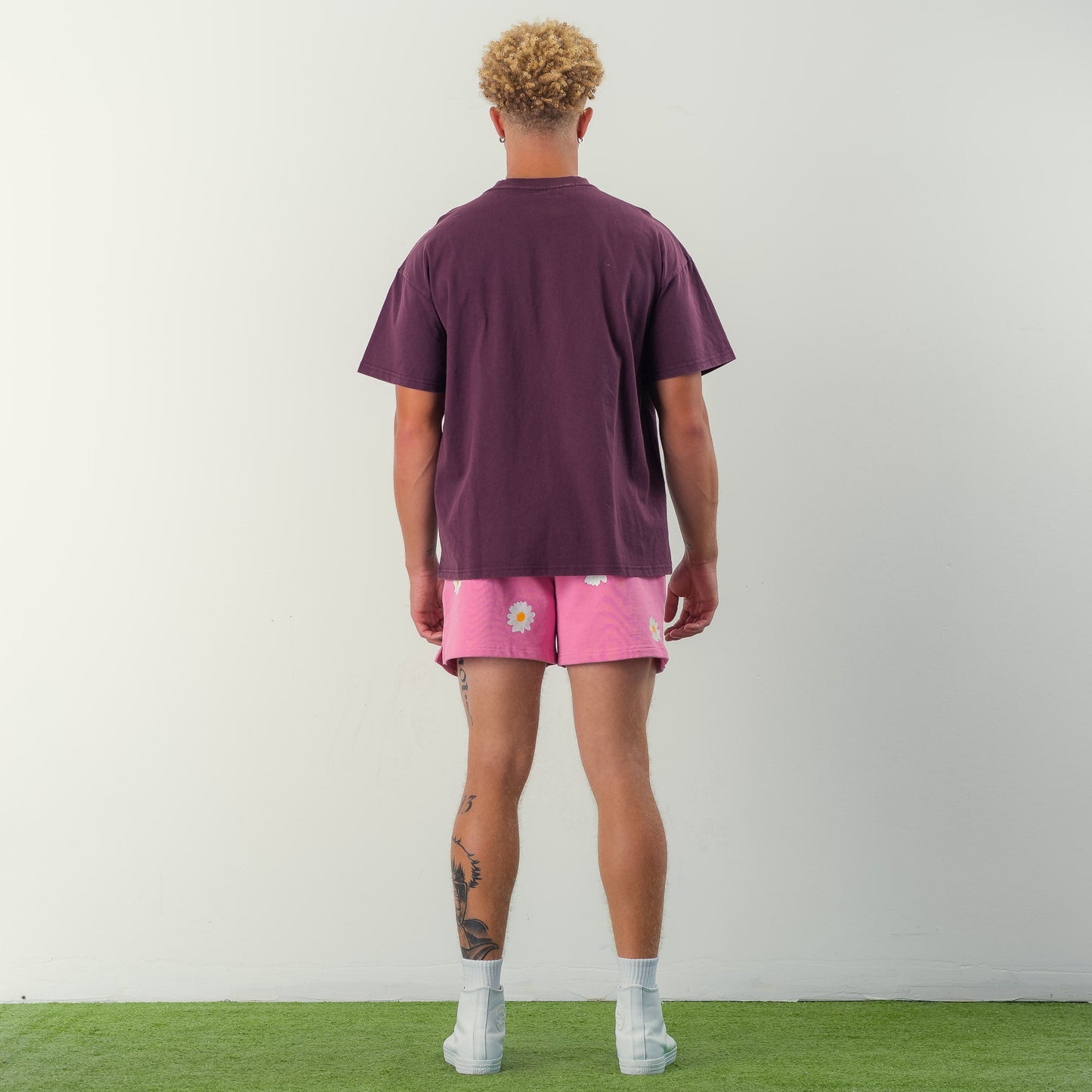 COTTON SHORTS (MID THIGH CUT) DAISY - PINK