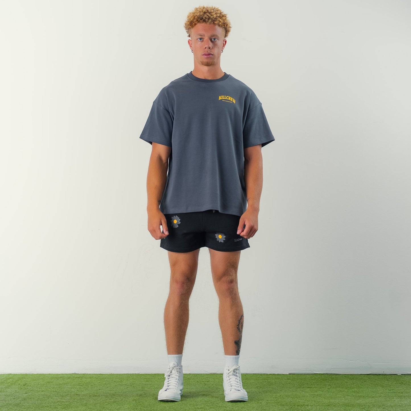 COTTON SHORTS (MID THIGH CUT) DAISY - BLACKOUT