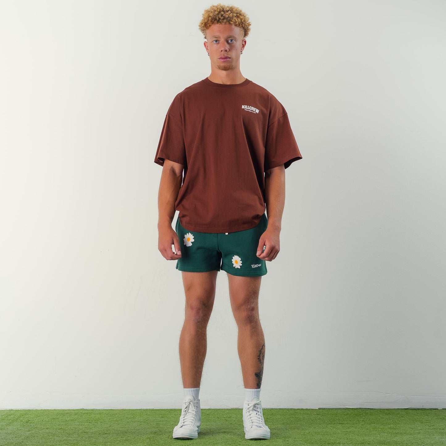 COTTON SHORTS (MID THIGH CUT) DAISY - GREEN