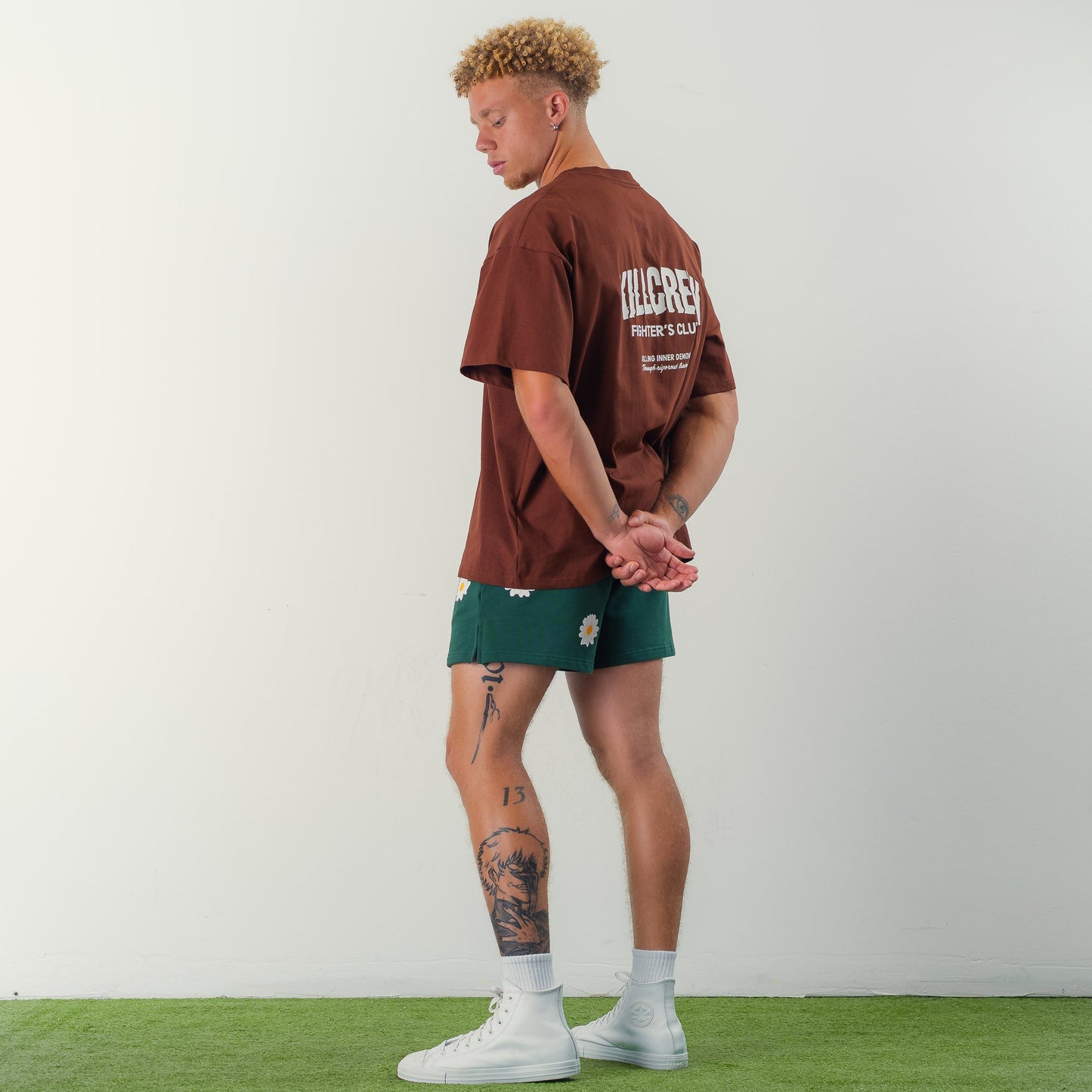 COTTON SHORTS (MID THIGH CUT) DAISY - GREEN