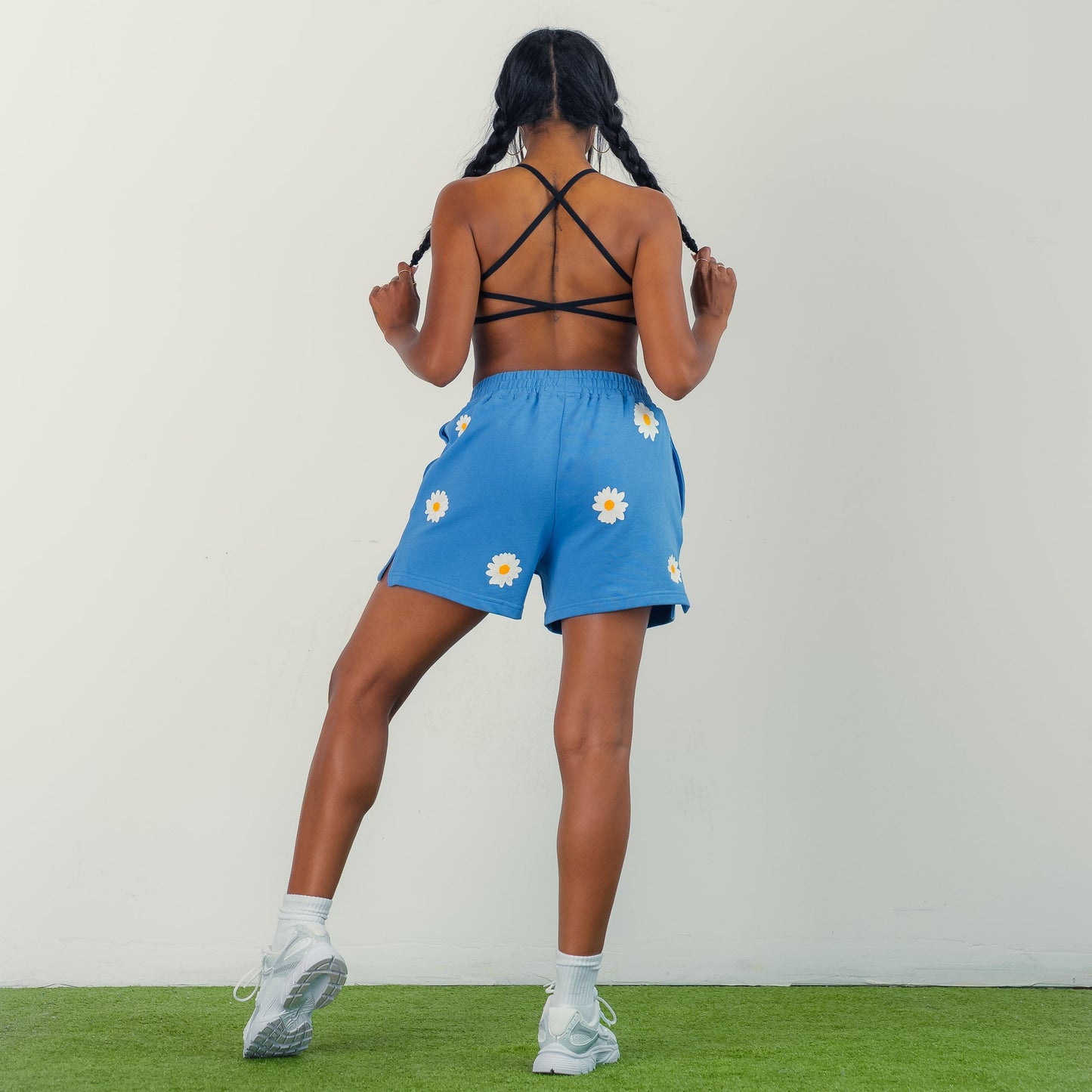 COTTON SHORTS (MID THIGH CUT) DAISY - BLUE