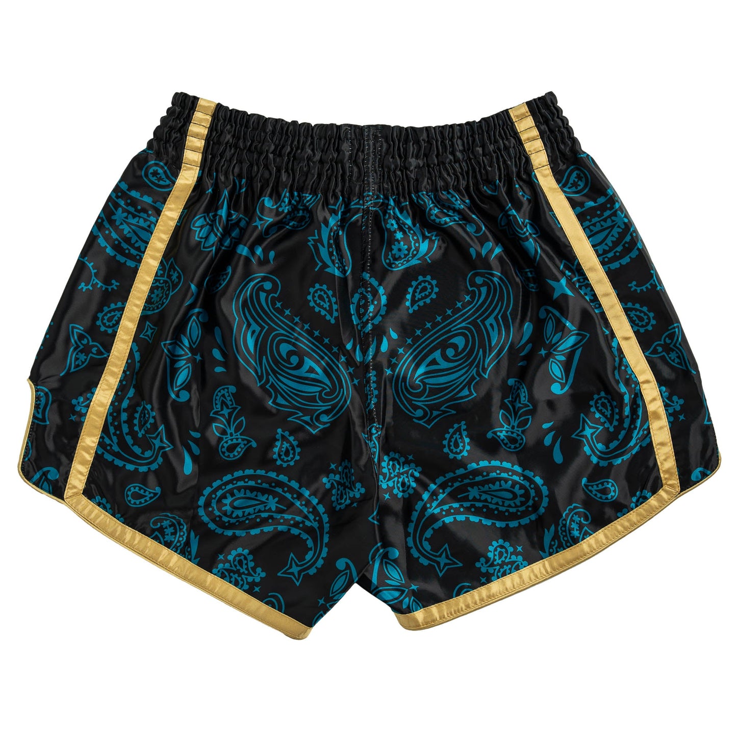 BANDANA FIGHT SHORTS - TEAL / GOLD