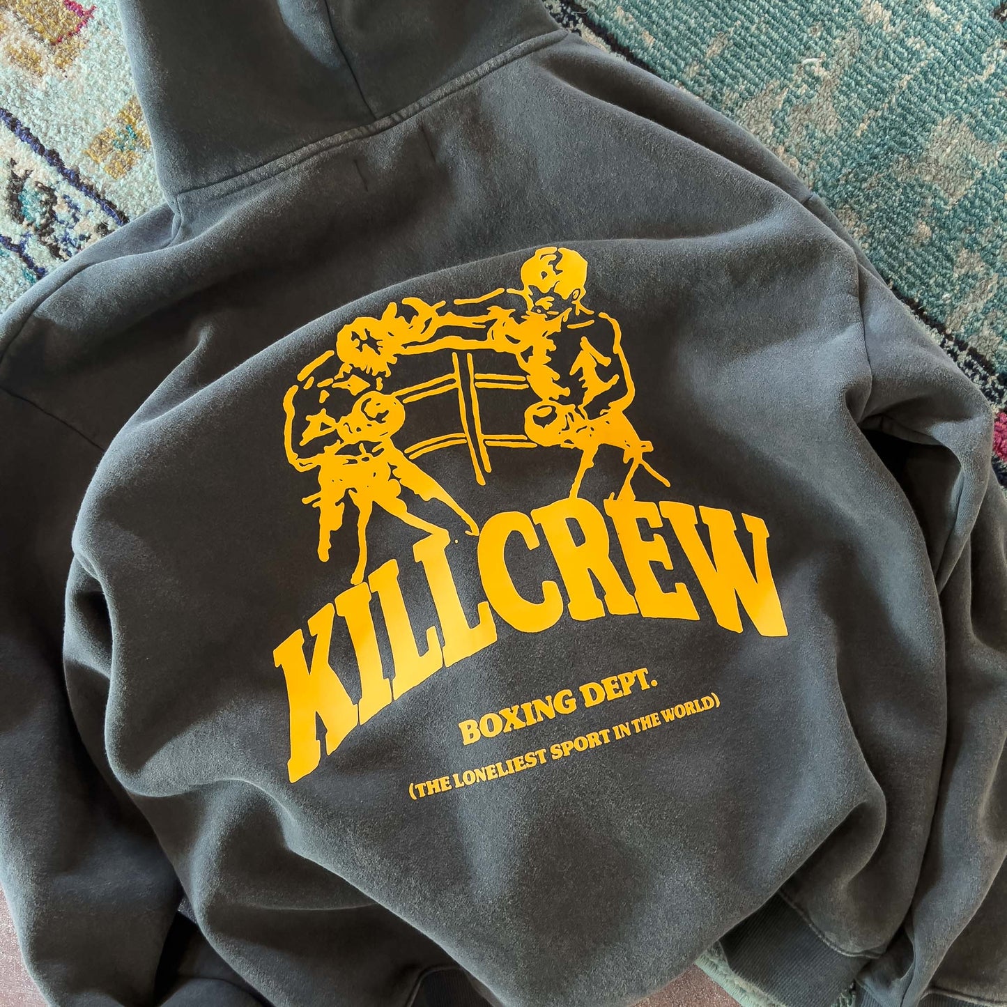 OVERSIZED LUX BOXING DEPARTMENT HOODIE - GUNMETAL / GOLD