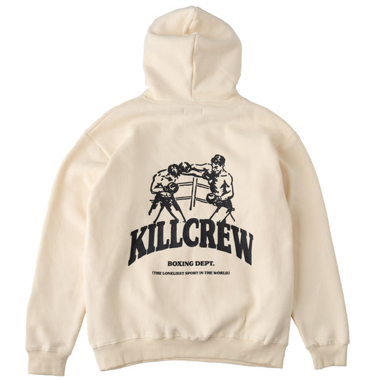 OVERSIZED LUX BOXING DEPARTMENT HOODIE - CREAM / BLACK
