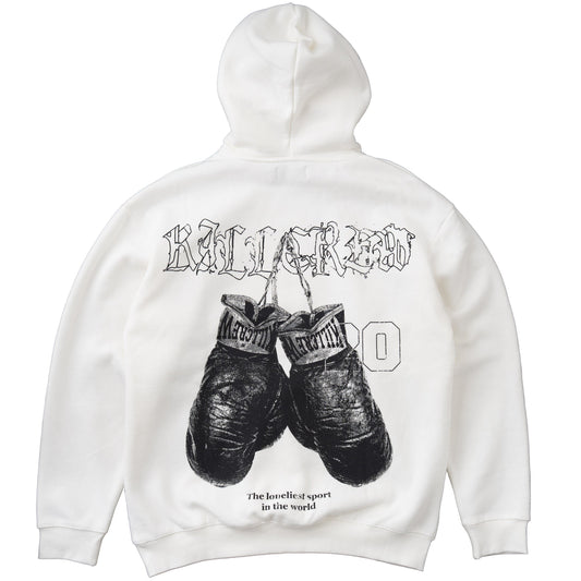OVERSIZED LUX "VINTAGE BOXING" HOODIE - WHITE