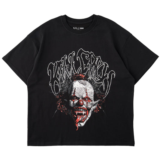 NATURAL COTTON PSYCHOTIC CLOWN T-SHIRT - BLACK
