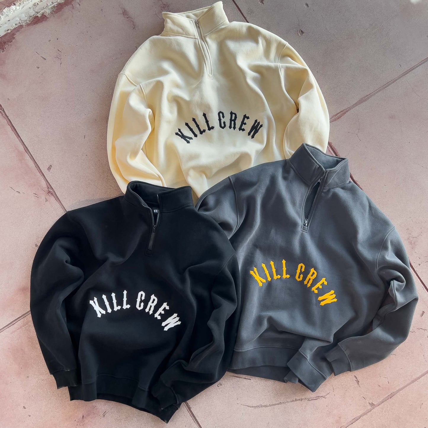 KILL CREW LUX QUARTER ZIP UP - GUNMETAL / GOLD