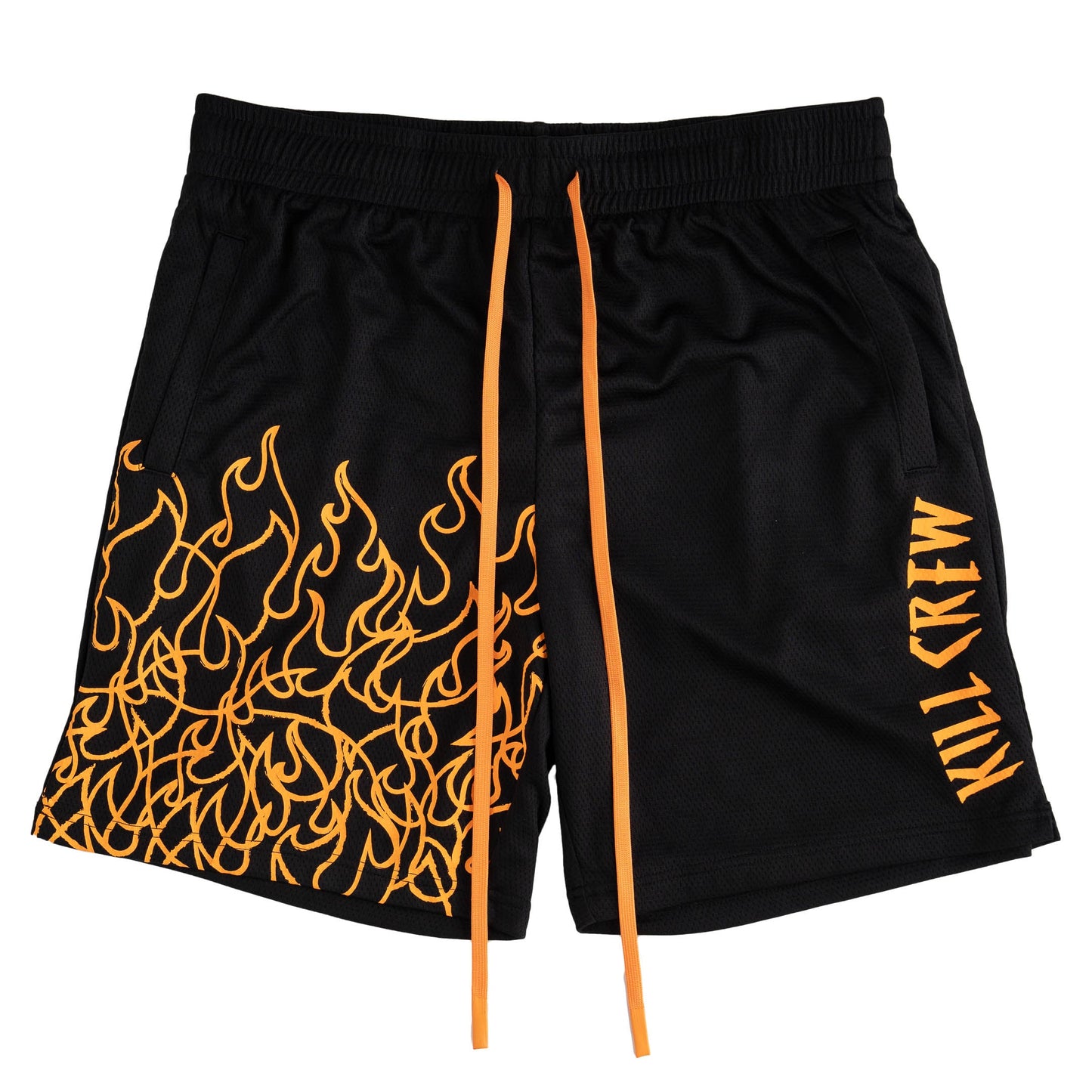 RELAXED CUT FLAME SHORTS - BLACK / ORANGE