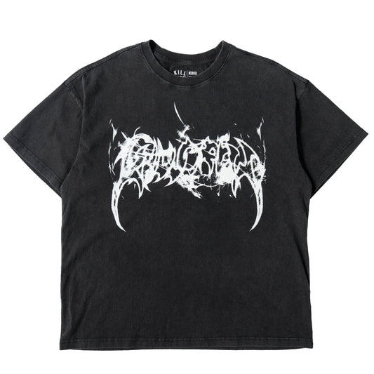 RELAXED FIT LUX SMOKE WOLF T-SHIRT - BLACK