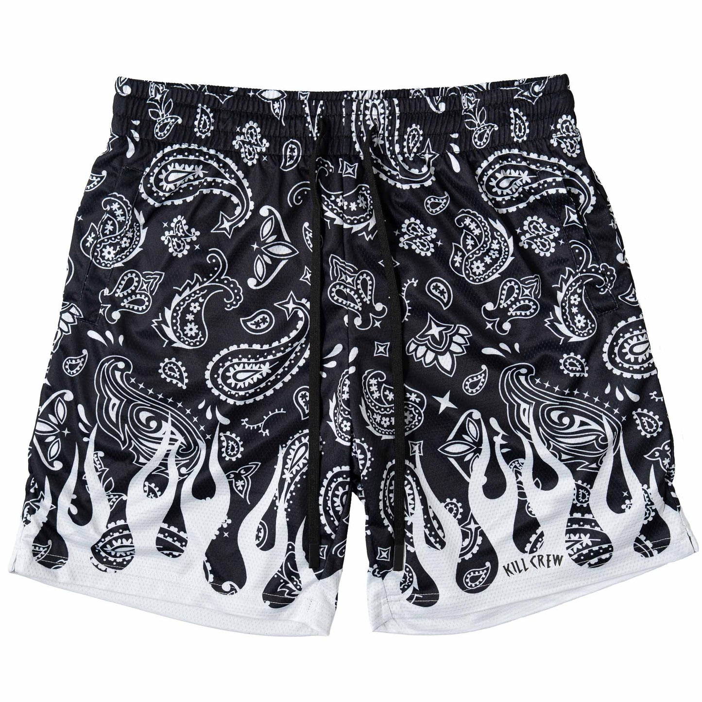 BANDANA FLAME SHORT (RELAXED CUT) - BLACK / WHITE