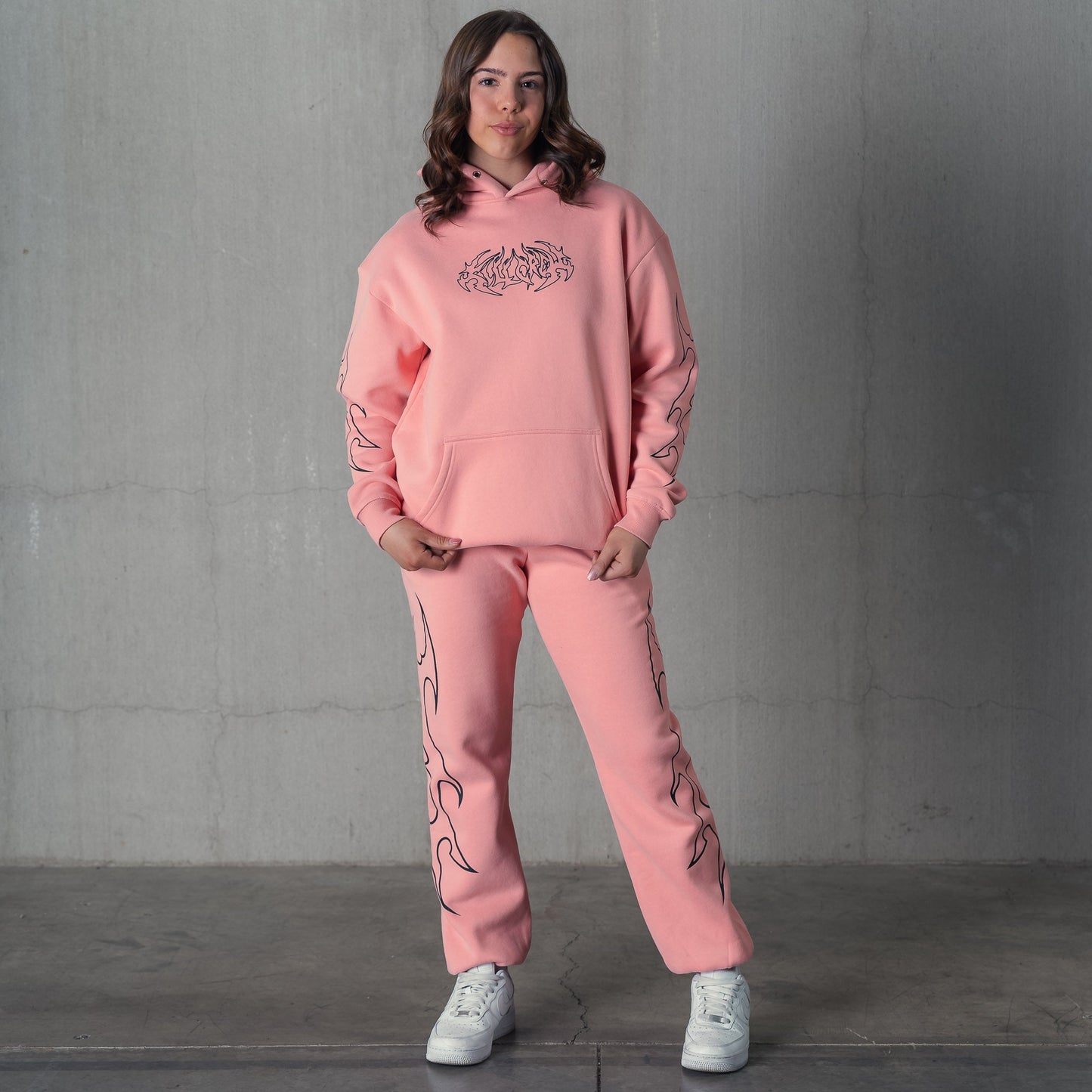 OVERSIZED LUX "TRIBAL" SWEATPANTS - PINK / BLACK