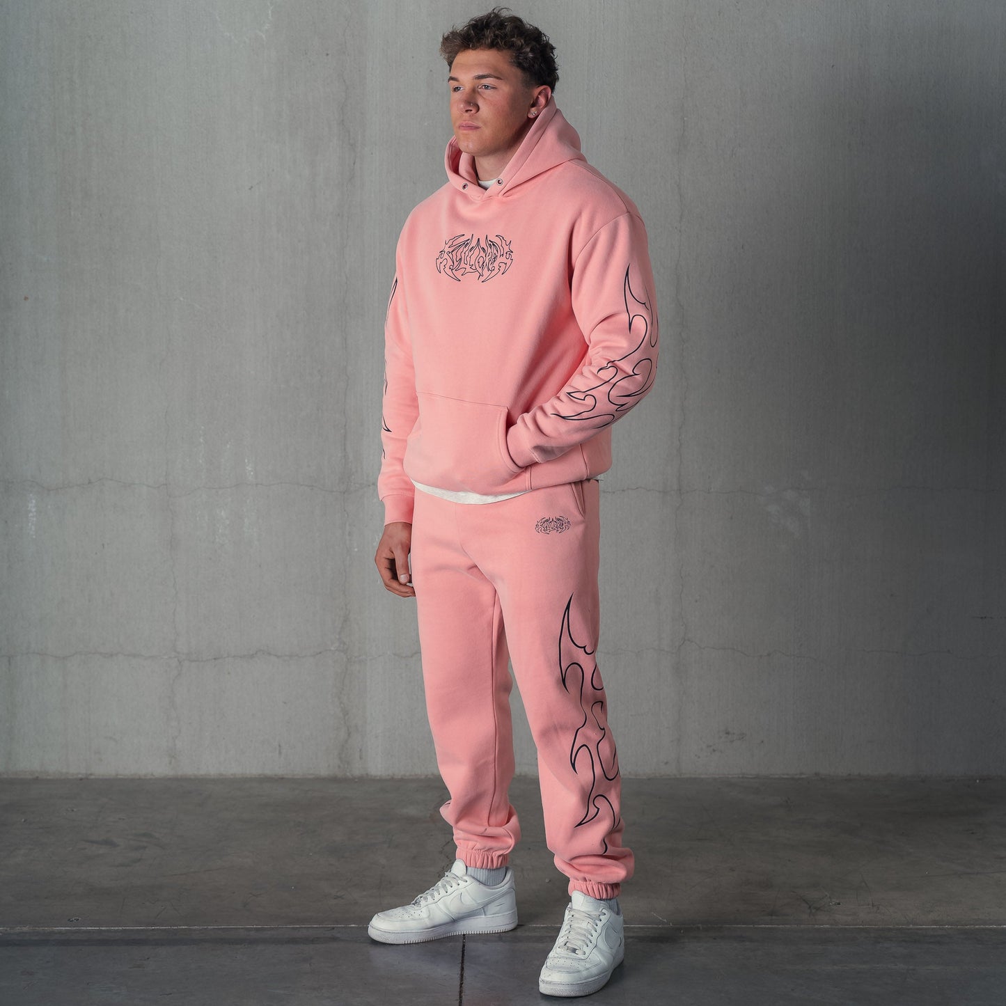 OVERSIZED LUX "TRIBAL" SWEATPANTS - PINK / BLACK