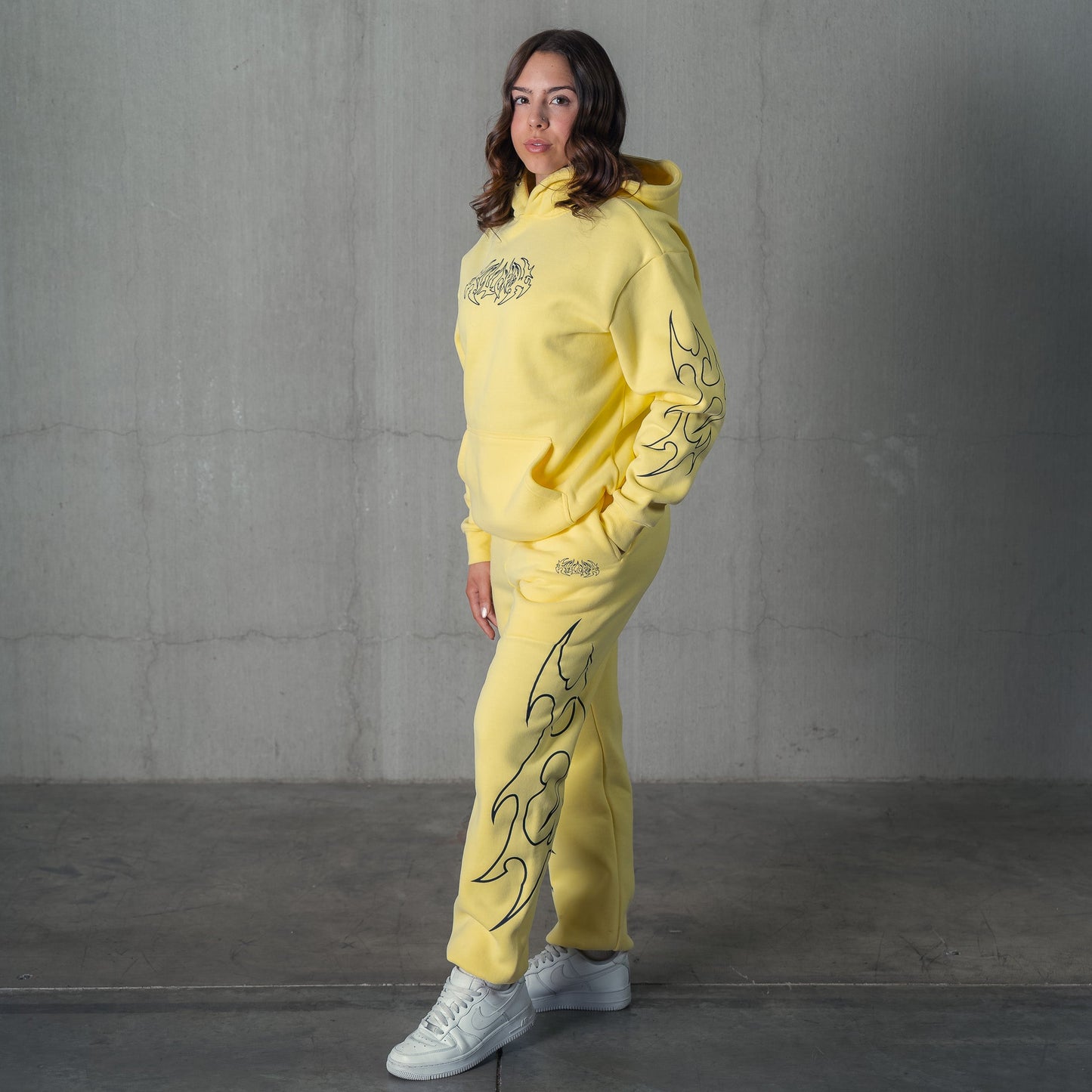 OVERSIZED LUX "TRIBAL" SWEATPANTS - YELLOW / BLACK