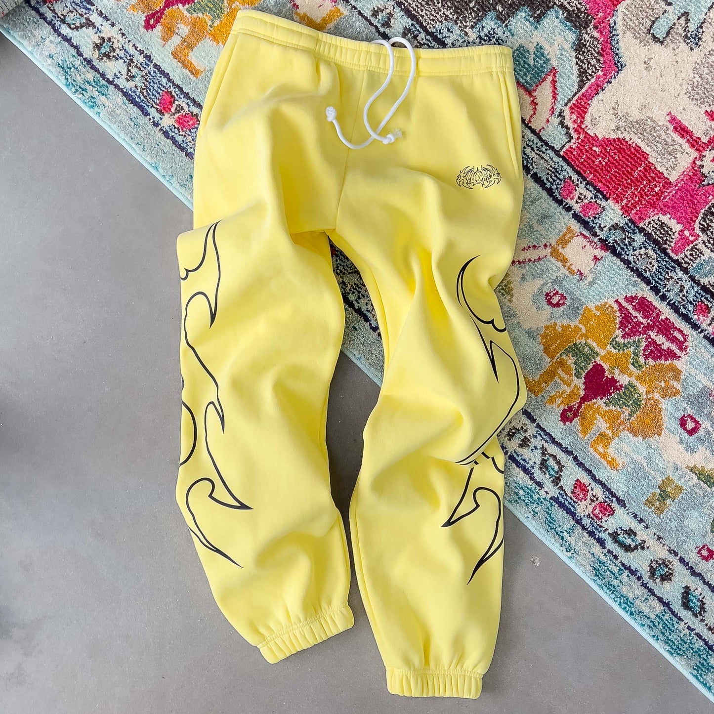 OVERSIZED LUX "TRIBAL" SWEATPANTS - YELLOW / BLACK