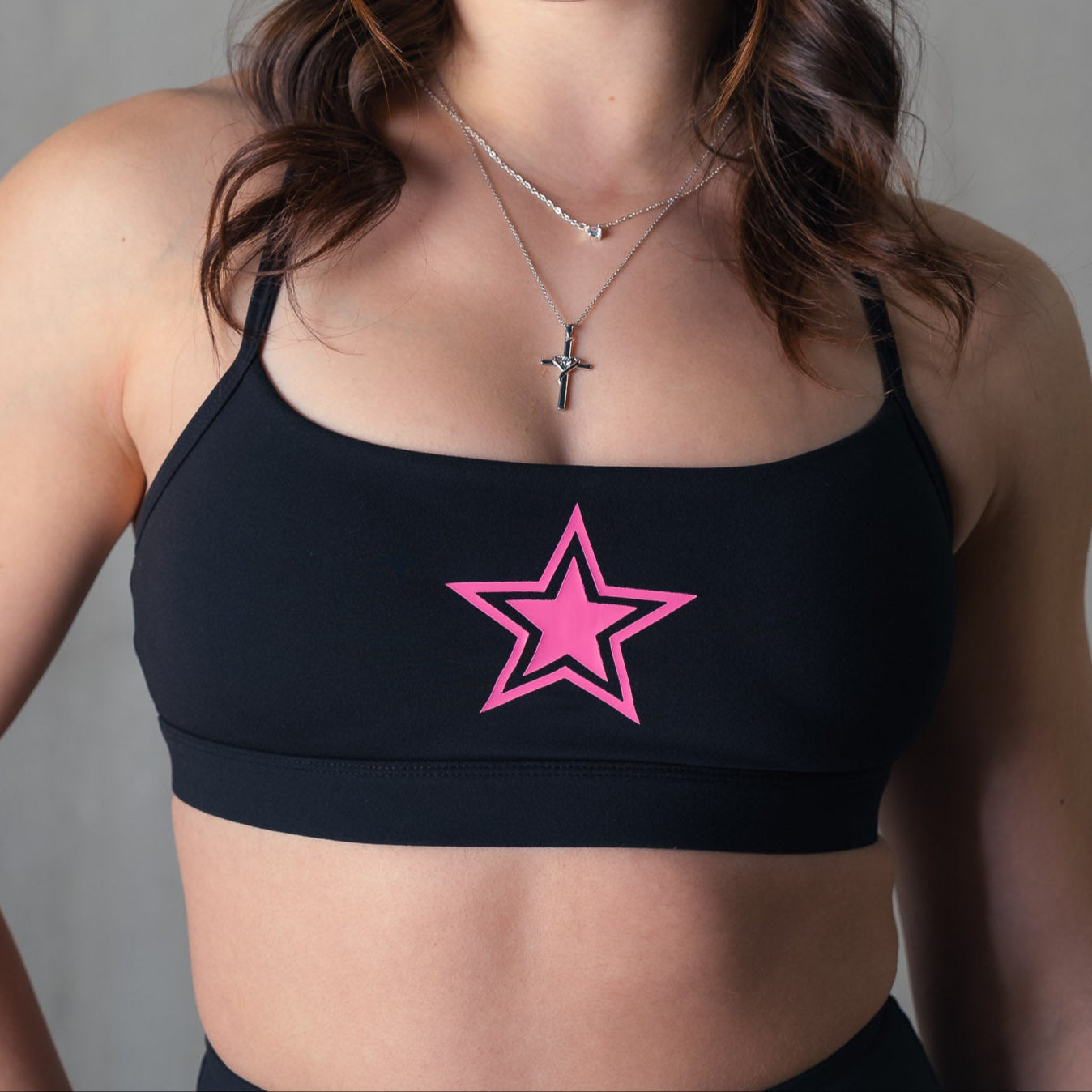 CLASSIC SPORTS BRA STAR BOY - BLACK / PINK