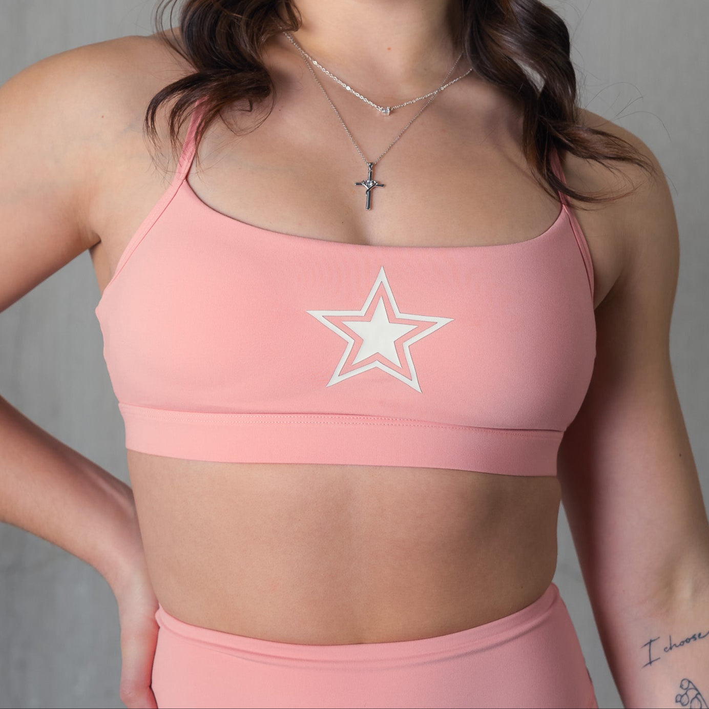 CLASSIC SPORTS BRA STAR BOY - PEACH / WHITE