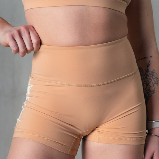 STAR BOY BIKER SHORTS - SAND / WHITE