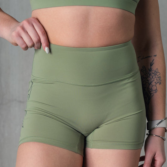 TRIBAL BIKER SHORTS - GREEN / BLACK