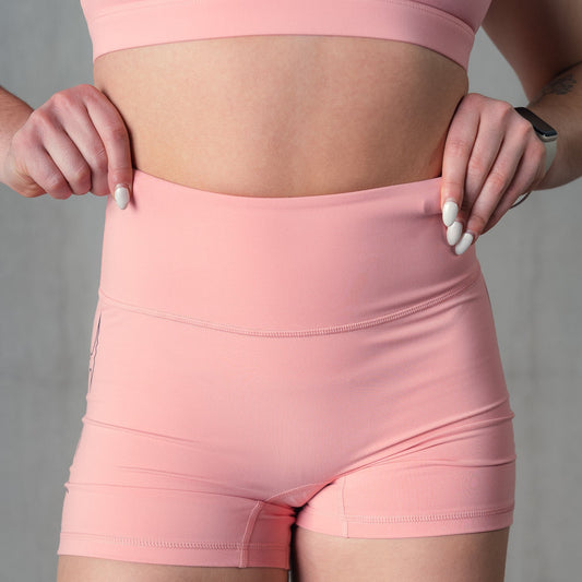 TRIBAL BIKER SHORTS - PEACH / BLACK