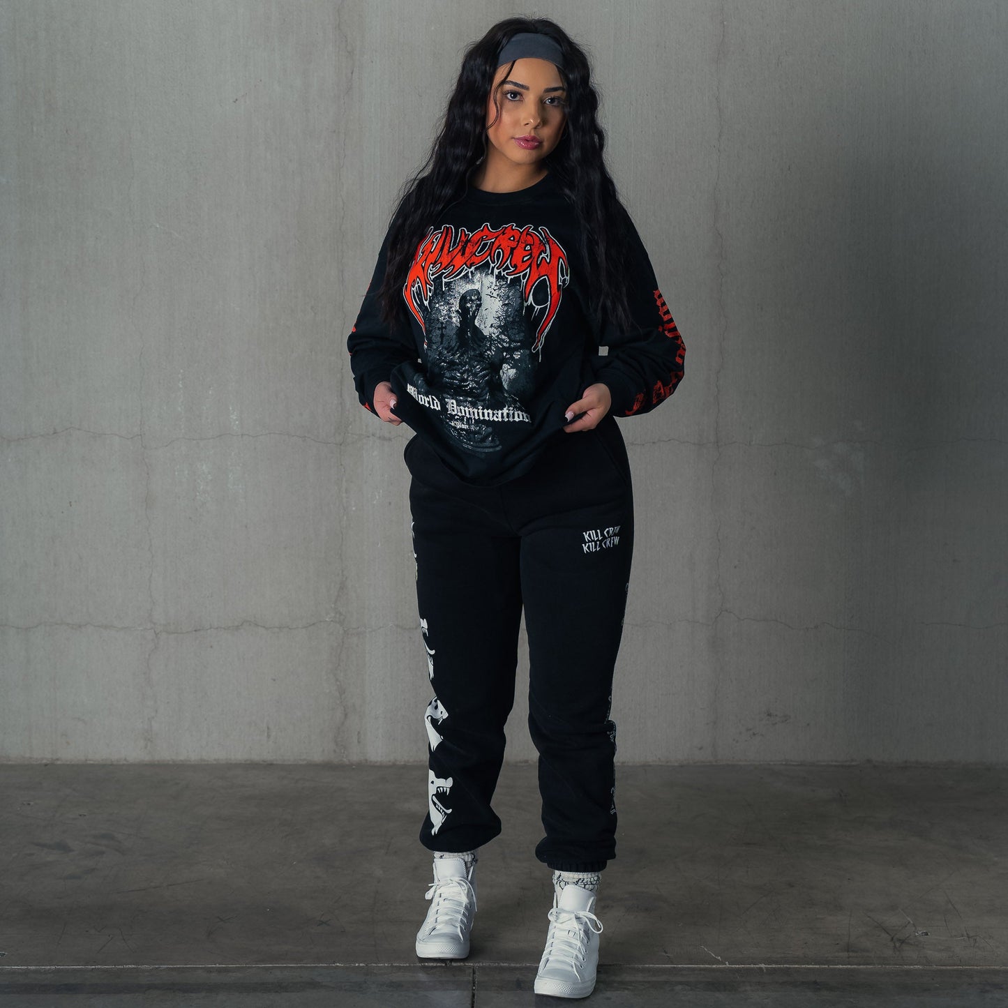 WORLD DOMINATION "GHOUL" LONG SLEEVE T-SHIRT - BLACK