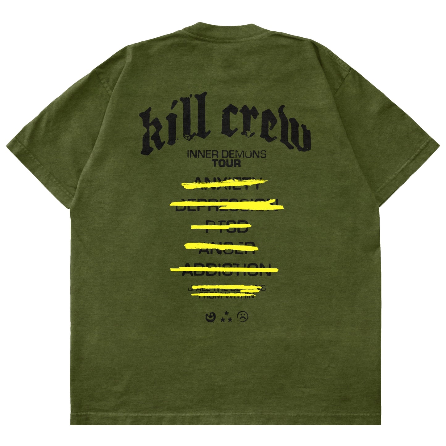 RELAXED FIT INNER DEMONS TOUR T-SHIRT - OLIVE / BLACK