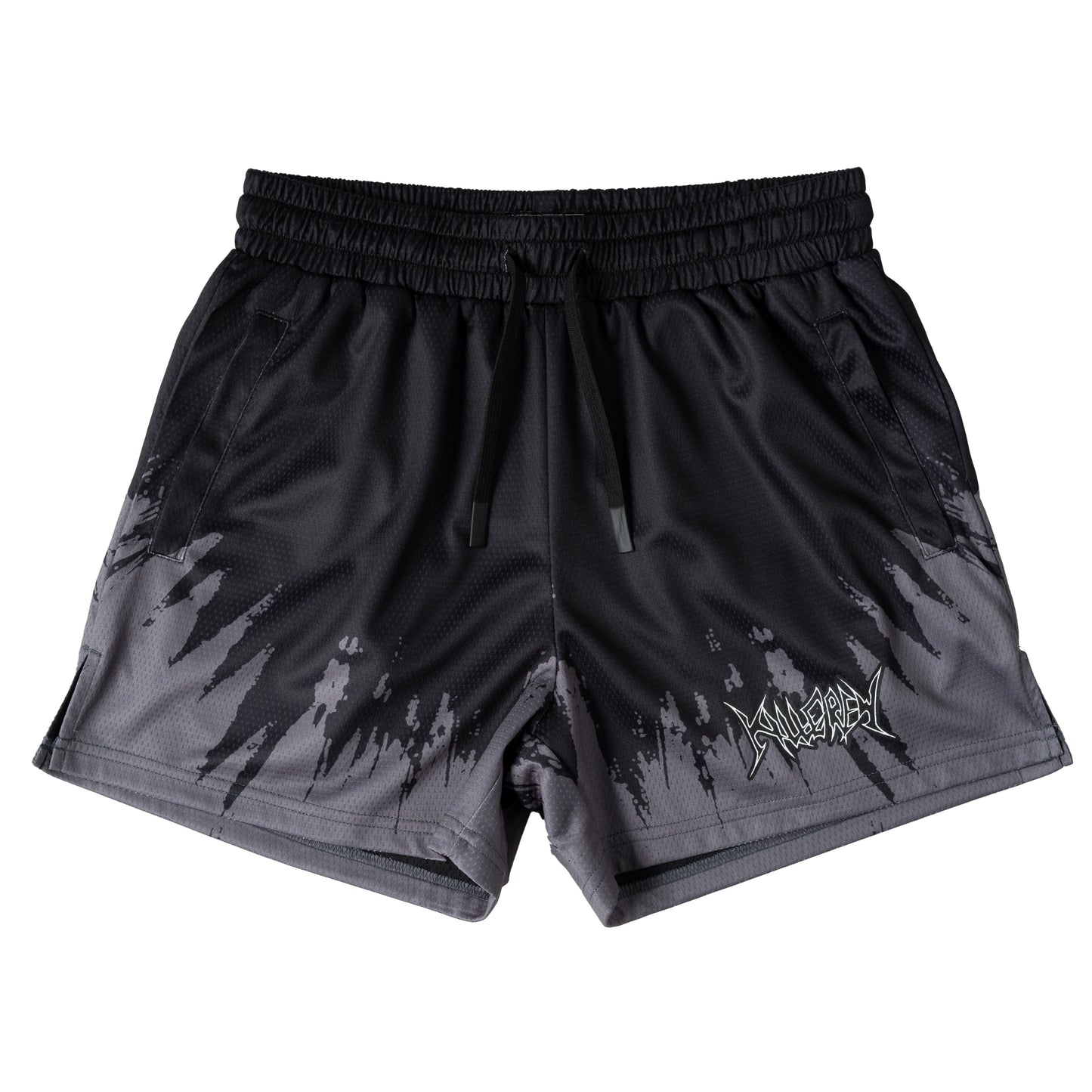 MUAY THAI SHORTS (MID THIGH CUT) SHATTER - BLACK / GREY