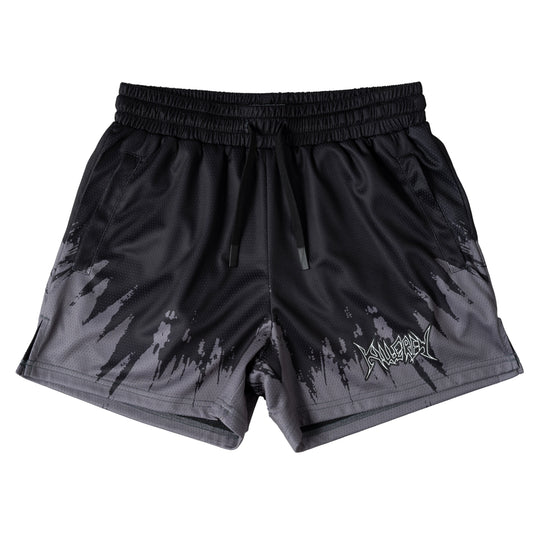 MUAY THAI SHORTS (MID THIGH CUT) SHATTER - BLACK / GREY