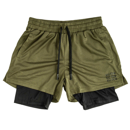 TRAINING SHORT WITH LINER - OLIVE
