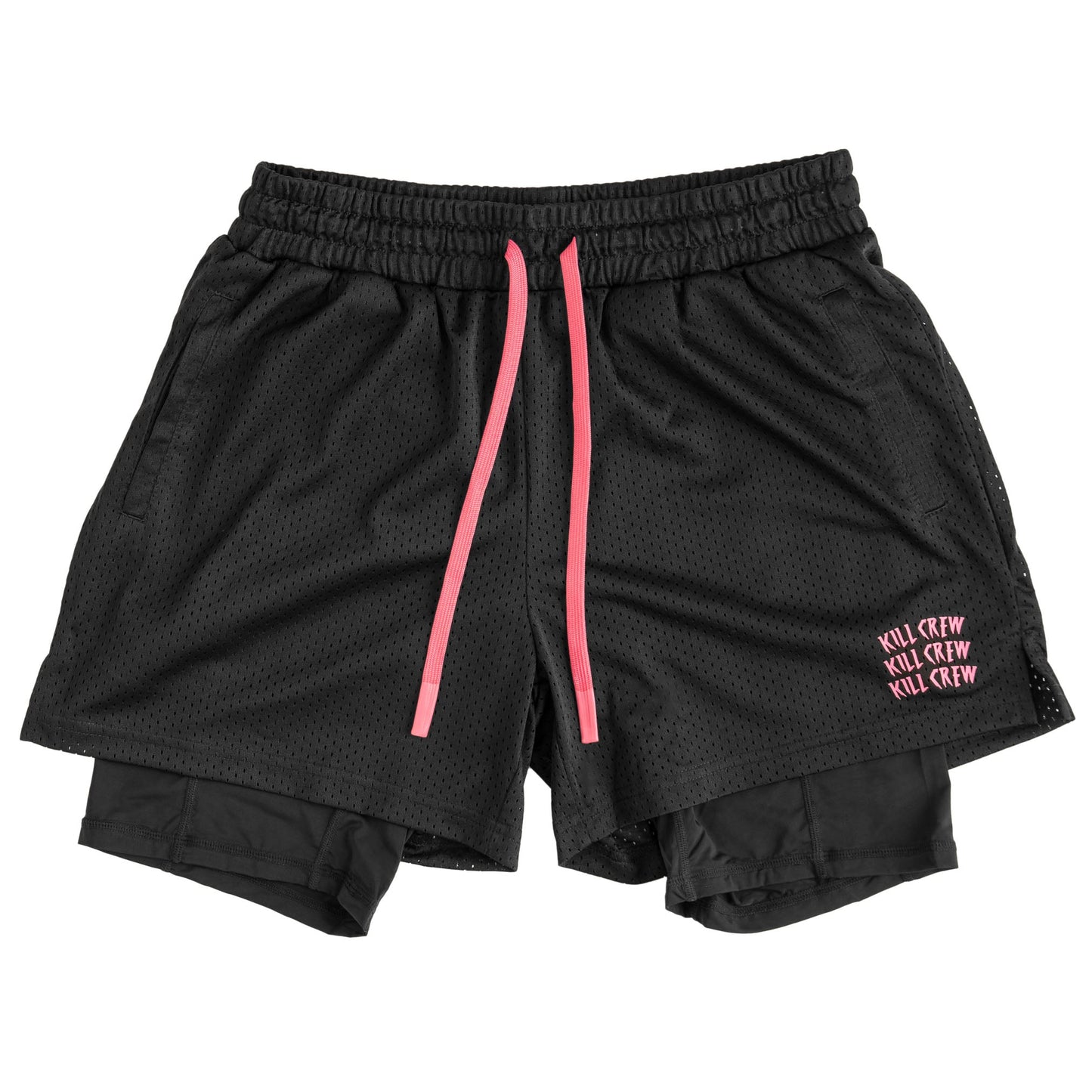 TRAINING SHORT WITH LINER - BLACK / PINK
