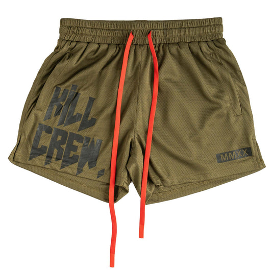 MUAY THAI SHORTS (MID THIGH CUT) v2 - OLIVE