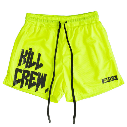 MUAY THAI SHORTS (MID THIGH CUT) - NEON YELLOW
