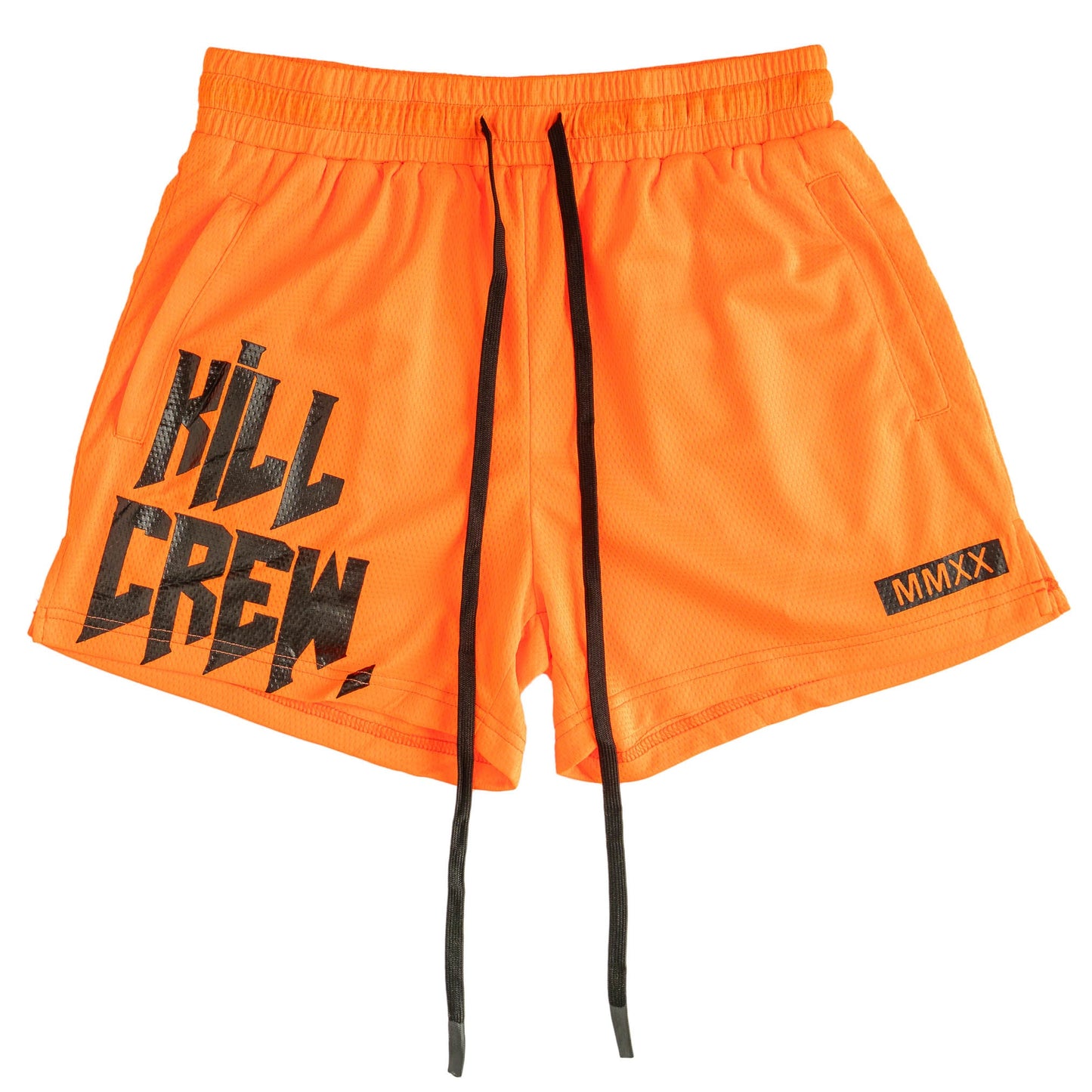 MUAY THAI SHORTS (MID THIGH CUT) - NEON ORANGE