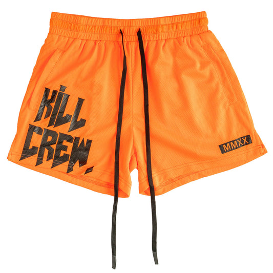 MUAY THAI SHORTS (MID THIGH CUT) - NEON ORANGE