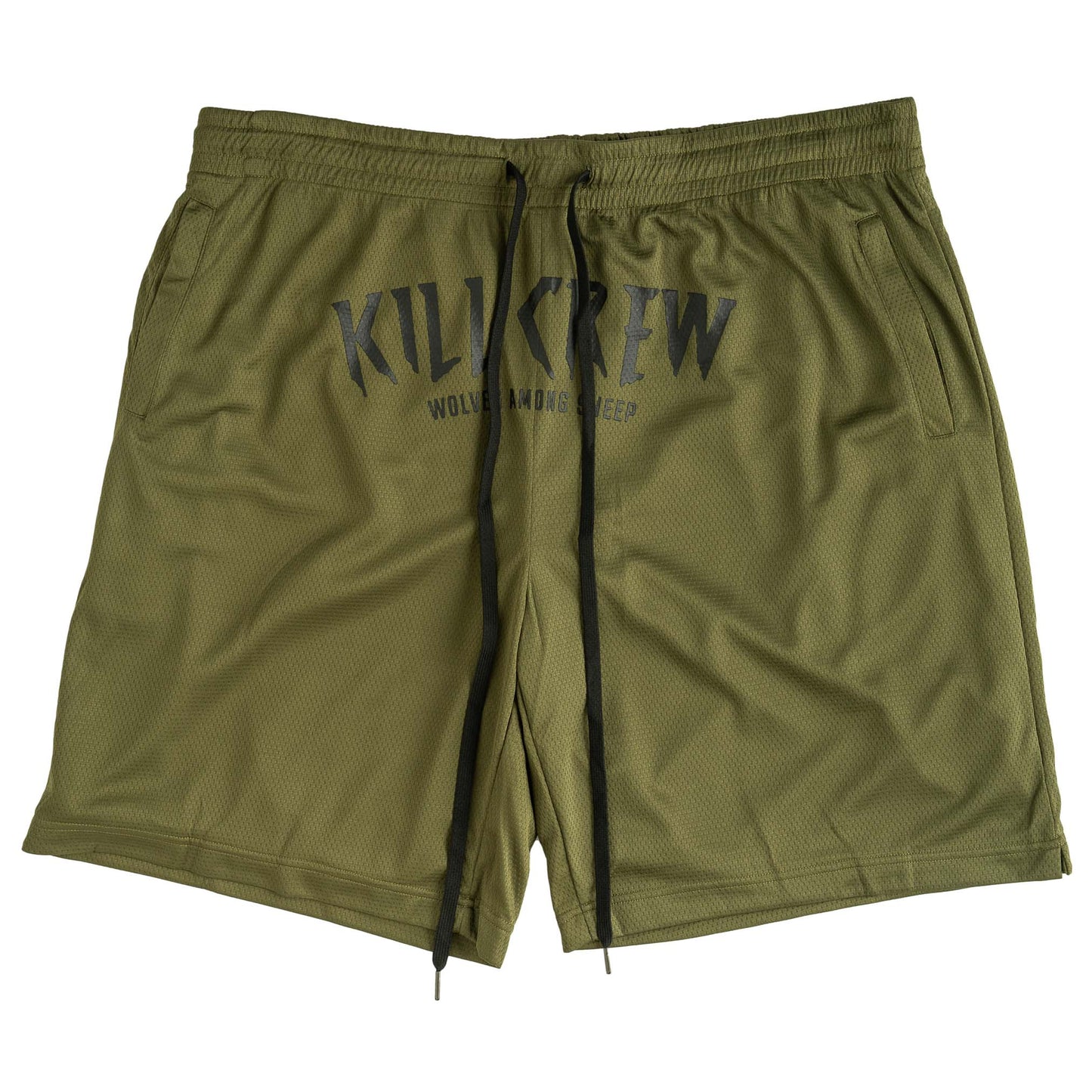 RELAXED CUT WOLVES SHORTS - OLIVE