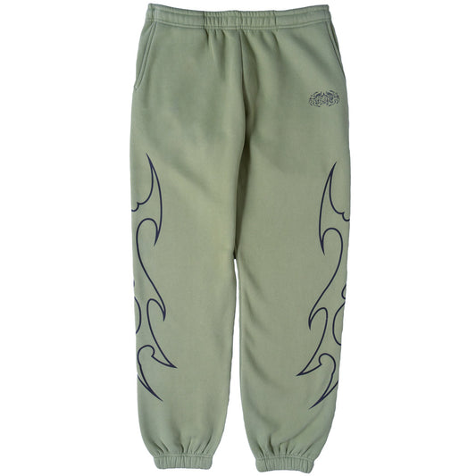OVERSIZED LUX "TRIBAL" SWEATPANTS - GREEN / BLACK